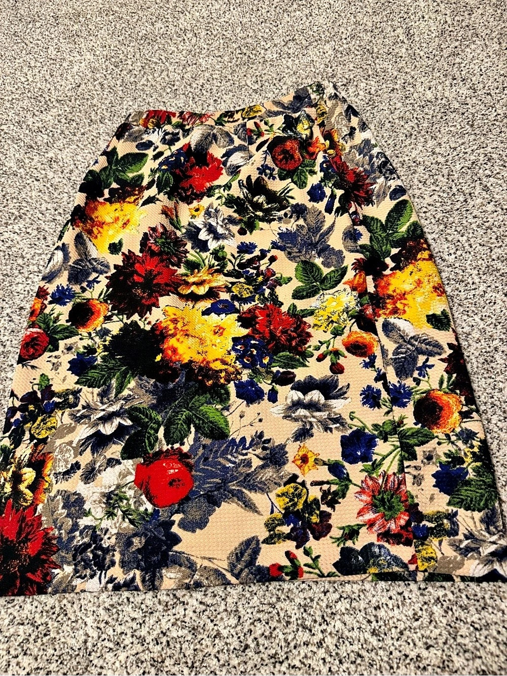 pixley Floral Mini Skirt in Beige & Red Size Medium